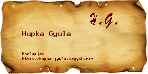 Hupka Gyula névjegykártya